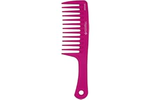 Wide Tooth Comb Hot Pink Coconut Oil Infused Handgrip Handle Comb Glide Through Smooth Hair Comb for Long Curly Wet Dry Hair for Kids Adults By Majestik+
