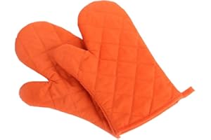 NIDEEN Oven Baking Gloves Thick Heat Resistant Insulation Heat Proof Cotton Oven Glove Pot Holder Cooking Mitts Kitchen Essential 1 Pair Orange