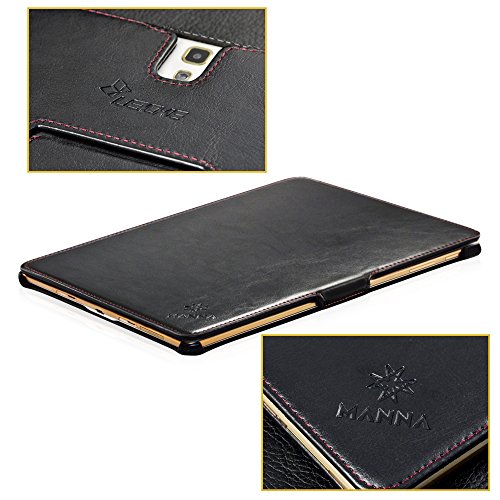MANNA UltraSlim Samsung Galaxy Tab S 10.5 Hülle | Case aus Kunstleder, schwarz mit farblich abgesetzter Naht | aufstellbare Tasche mit EasyStand | Autosleep-Funktion | Schutzhülle für Samsung Tab S 10.5 SM-T805 - 3