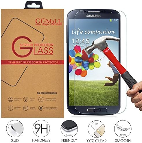 Galaxy S4 Screen Protector, GG MALL Premium Real Tempered Glass Protector for Samsung Galaxy S4 GT-i9505 i9500