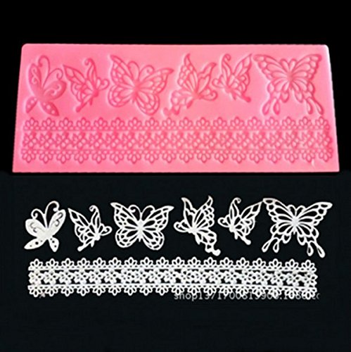 SwirlColor Schmetterlings-Form-Silikon-Spitze-Form-Blumen-Zucker Fondant-Kuchen-Form Weihnachtskuchen decoratin Formen Backen-Werkzeuge