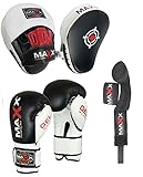Blk/White Curved Focus pads, Hook & Jab Pads with Gloves & FREE hand wraps