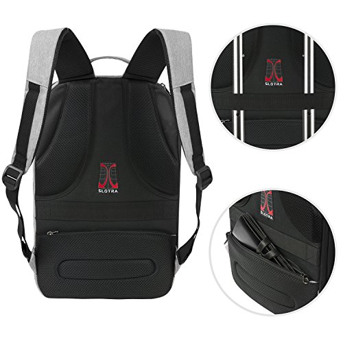 SLOTRA Business Rucksack 25L Flugzugelassen Kabine Grau USB-Ladeanschluss Handgep  ckst  ck Diebstahlschutz Kamere Ordnung Laptopfach Backpack 15 6 Zo