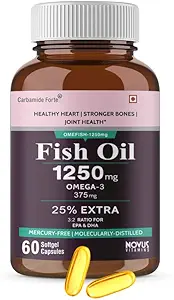 Carbamide Forte Omega 3 Fish Oil 1250mg Capsule Supplement | 25% EXTRA -60 Capsules