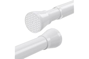 QINGYUN Shower Curtain Rail Extendable Curtain Poles 75-160cm Tension Rods for Curtains Extendable Shower Curtain Rod Telescopic Curtain Pole Spring Rod No Drilling for Windows,Bathroom