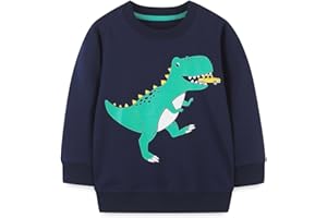 imKutie Boys Dinosaur Jumper, Toddler Boys Cotton Cartoon Crew Neck Pullover Sweatshirt Long Sleeve Kids Tops for 2-7 Years