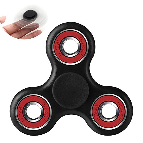 Tri Fidget Spinner,Fidget Hand Finger Spinner Toys Stress Reducer for ADD, ADHD, Anxiety and Autism Adult Kids Relieves Stress (Black)
