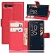 Produktbild Sony Xperia X Compact Hülle, KuGi ® Sony Xperia XCompact Hülle - Hochwertige Ständer PU-Leder-Mappen-Kasten für Sony Xperia X Compact 4G LTE Smartphone.(Rot)