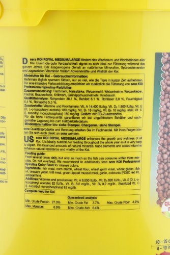 sera 07123 KOI ROYAL MEDIUM 21 l – Hauptfutter für ein ausgewogenes Wachstum von Koi zwischen 12 und 25 cm - 3