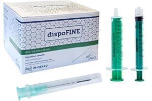 WELLNESS & CARE 100uds desechables de diferentes tamaños y 2 tubos de relleno de 3 - 5ml. Embalaje individual y estirilizado. Adecuadas para rellenar líquidos, ganado e industria. (21G)