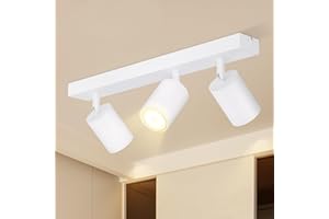 Glitzerlife Ceiling Lights Kitchen Light 3 Way - LED White Ceiling Spotlight Fitting Modern Adjustable Rotatable 350°Swivelling Matt GU10 Ceiling Lamp for Lounge Living Room Bedroom Without Bulbs