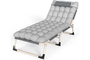 Sensch Camping Bed, Adjustable 4-Position Folding Cot Portable Folding Bed Guest for Sleeping Camping Cot Folding Cot for Camping W/Pilllow Mattress for Home Office Nap Beach Travel 150LB