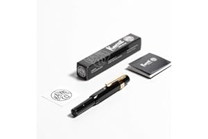 Kaweco Pluma estilográfica deportiva clásica negra, punta fina con clip octogonal Sport, dorado