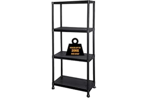 CRYSTALS 3/4/5 Tier - Plastic Shelving Unit | Garage Shelving Units | Storage Shelves | Shelving Units for Storage | Plastic Racking | Racking Shelving Unit Warehouse, Garage, Shed, and Workshop (4 Tier)