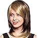 Bigood 48cm Smooth Inclined Bangs Double color straight flaxen and Brown wig