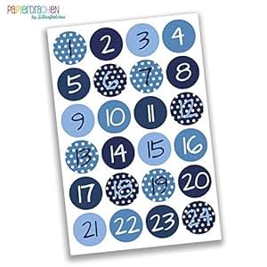 24 Autocollants avec numéro pour Calendrier de l'Avent ...