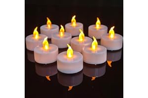 HONGJINGCHEN Candle Lights,12 Pack Realistic and Bright Flickering Battery Operated Flameless LED Tea Light Candles, 200+ Hours led tealights in Warm Yellow for Wedding,Halloween,Festivals,Party Decoration