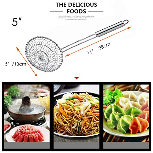 Best Utensilien Asiatische Küche Edelstahl Spider Sieb Draht Skimmer mit Spirale Mesh DIA. 13CM - 5