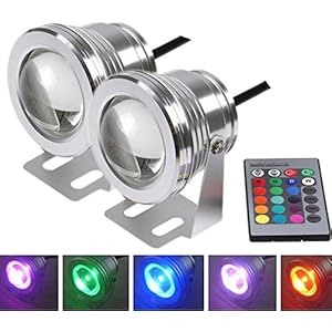 PolarLander 2pcs 7 Farben 10W 12V RGB LED Unterwasserbrunnen-Licht 1000LM Swimmingpool-Teich-Fisch-Behälter-Aquarium LED helle Lampe IP67 imprägniern
