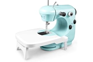 HOMHOU Mini Sewing Machine With Built-in Sewing Light And Safe, Foldable Extension Table Basic Sewing Machine Is Suitable for Beginners And Children, A Kid Sewing Machine Is A Must-have for Home DIY