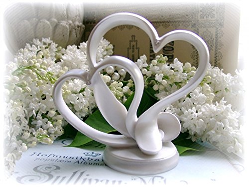 Tortendeko Herz Weiß Tortenaufsatz Tischdeko Hochzeit Perlmutt Deko Braut - 3