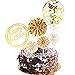 Produktbild Maitys Alles Gute zum Geburtstag Kuchen Topper Satz Papier Ventilator Konfetti Ballon Acryl Cupcake Topper für Geburtstag Torte Dekoration (Golden)
