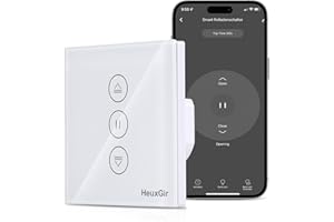 HEUXGIR Interrupteur Volet Roulant Connecté,86 x 86 mm Interrupteur Intelligente de Stores Compatible avec Alexa/Google Home,(Fil Neutre Requis)1 Pack