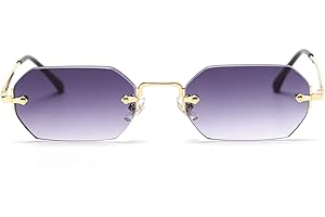 LIGOES männer rechteckig sonnenbrille rahmenlose sonnenbrille randlos achteckig kleine brillen frauen metall gold polygon blau braun uv400