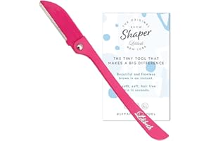 Lilibeth of New York Original Brow Shaper - Foldable Eyebrow Trimmer & Facial Hair Removal Device - Peach Fuzz Remover - Dermaplaning Tool for Women - Singles - Pink