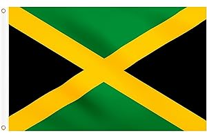 WOILTRYN 2PCS Jamaican Flag 5ft x 3ft, Large Jamaica Flags with Brass Eyelets for Culture Day National Heroes' Day Decorations