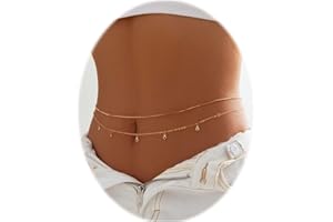 JeryWe 2Pcs Beach Bikini Belly Chain 18K Gold Plated Stainless Steel Rhinestone Waist Chains for Women and Girls Body Chain Jewellery for Summer Beach