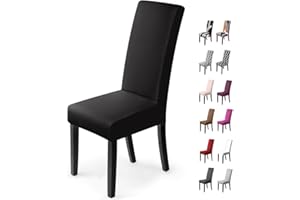 BalladHome®Fundas para sillas Pack de 6 Fundas sillas Comedor Fundas elásticas, Cubiertas para sillas,bielástico Extraíble Funda, Muy fácil de Limpiar, Duradera (Paquete de 6, Negro)