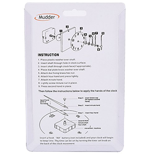 Mudder DIY Hoch Drehmoment Uhrwerk, Maximale Zifferblatte von 3/ 10 Zoll dick, Gesamtschaftlänge von 4/ 5 Zoll (Schwarz) - 7