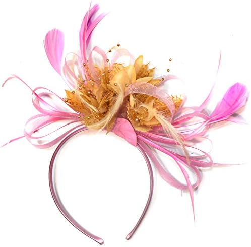 Baby Pink and Camel Beige Fascinator on Headband Alice Band UK Wedding Ascot Races Derby