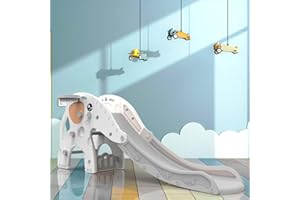 WDW Big Elephant Slide Baby Children Orange/Grey Indoor Outdoor Garden Toy 1.8m (White-Grey)