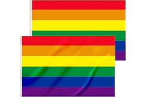 IHASPOKO 2 Stück LGBTQ Flagge - 90 x 150 cm Regenbogen Flagge mit Messing-Ösen - Lebendige Farbe Pride Flag Kann Drinnen und Draußen Verwendet Werden