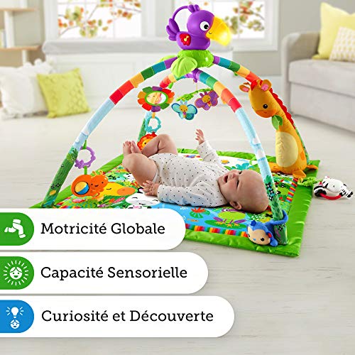Fisher-Price Tapis Musical d'Éveil de la Jungle pour Bébé, avec Plus de 10 Jouets et Activités, Musique et Lumières Dansantes, dès la Naissance, DFP08 – Image 7