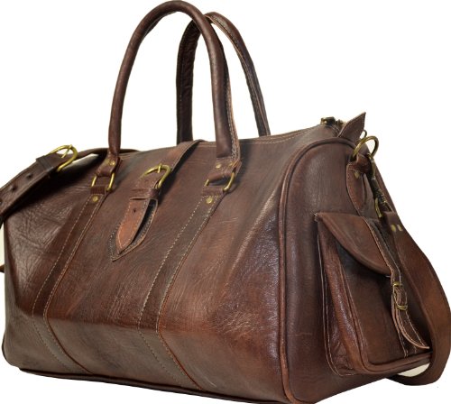 Gusti Leder nature „Robin“ Reisetasche Handgepäck Sporttasche Wochenendtrip Tasche Umhängetasche Ledertasche Freizeittasche Groß Stylisch Lederreisetasche Henkel Damen Herren Vintage Retro Style V26 - 2