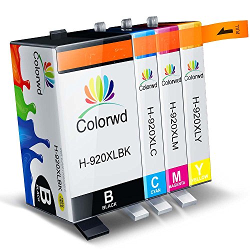 Colorwd Ersatz HP 920XL Hohe Ergiebigkeit Druckerpatronen kompatible HP Officejet 6000 6500 6500A 7000 7500A Drucker (Schwarz/Cyan/Magenta/Gelb)