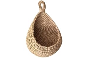 PUUPAA Cesto da appendere di juta, cesto da appendere alla parete per frutta e verdura, cesto decorativo da appendere, 21 x 21 x 23 cm