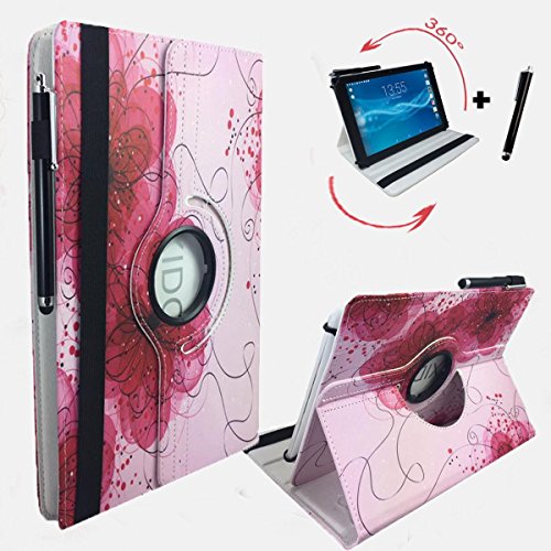 Tablet Tasche für Lenovo Tab2 A10-30 Schutz Hülle Etui Case + Touch Pen - 10.1 Zoll Pink Blume 360?