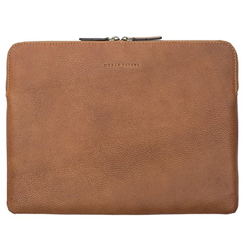 Urban Safari 13.5 Zoll Echt Leder Laptop Hülle / Spitzenqualität Leder Laptop Tasche / Laptop Sleeve für 13 – 13.5 Inch MacBook Pro / MacBook Air / Laptop / Notebook / Surfacebook / Tablet. ( Braun ) - 6
