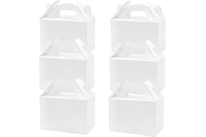 BIGTREE 24 Packs White Gift Wrapping Boxes Repurposable Present Cardboard Box With Carrying Handle DIY Blank Box Halloween Christmas New Year's Day Weddings Birthdays Anniversaries