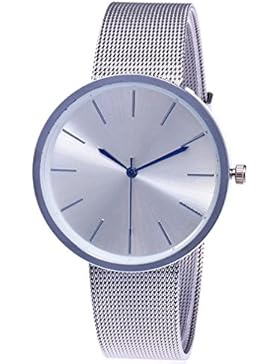 Souarts Damen Armbanduhr Einfach Mesh Metallarmband Casual Analoge Quarz Uhr Silber Farbe