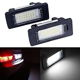 HSUN E39 - Lámpara LED de matrícula, 18 ledes SMD3528 chip integrado en CANBUS para E81 E82 E90 M3 E92 E70 E39 F30 E60 E61 E93 6000K blanco, 2 unidades
