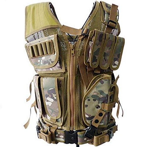 Viktion - Gilet tactique Veste tactique Fournitures police et les militaires, engins tactiques, équipement de plein air pour camping randonnée armée Jungle Adventure alpinisme (Camouflage Jaune)