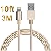 Price comparison product image Lightning Cable, JOOMFEEN 10ft/3M Nylon Braided Extra long 8pin Charging Cable USB Cord Charger For Apple iPhone 7/7 Plus/SE/6/6s/6 plus/6s plus,5c/5s/5,iPad Pro/Air/Mini,iPod Nano/Touch (Gold)