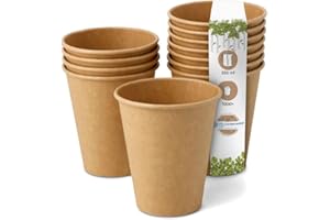 BIOZOYG 1000x gobelets jetables 250 ml / 10 oz, Ø 90 mm marron - gobelet carton sans plastique et en matériaux durables - gobelet cafe