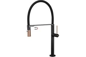 PHASAT Robinet de Cuisine Pivotant à 360°, Mitigeur Cuisine avec 2 Modes Jets, Robinet Mitigeur évier fixation magnétiqu, Noir PTKT01B