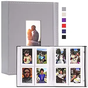 Vienrose 2 Pack Mini Polaroid Photo Albums Book 208 Pockets 2x3 Inch Pictures for Fujifilm Instax Mini 7s 8 9 11 25 26 40 50s 90 Evo Z2300 Instant Camera, Polaroid Snap Photobook Grey